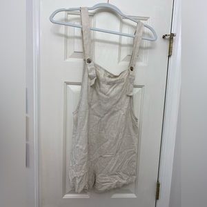 Beige/Tan Linen Overalls S/M Showpo